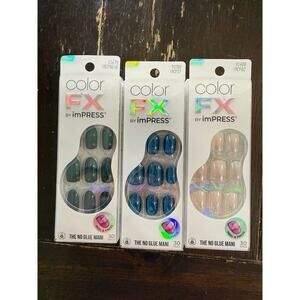 Color FX by Impress Press-On Nail No Glue sets x3 NEW